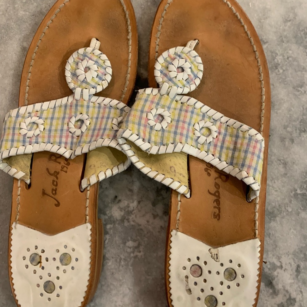 Plaid pastel sandals. Used but good condition. Pastel plaid pattern